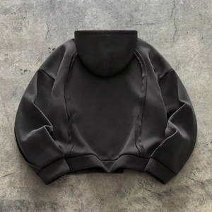 men hoodie drop shoulder oversized heavy <b>weight</b> cotton fleece acid wash distressed embroidery print casual streetwear hoodie - Product Image 1