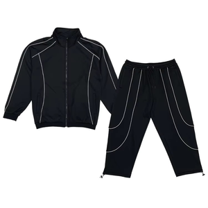 Custom Solid Streetwear Sweatsuit with Embroidery <b>Zip</b>-<b>Up</b> <b>Jacket</b> & Jogger Pants Breathable Lightweight Windbreaker for Men - Product Image 1