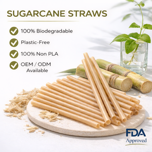 Pajita Desechable 100% Natural, Biodegradable y Compostable, Hecha de Bagazo de Caña de Azúcar - Product Image 1