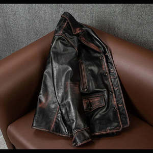 Top Quality Men's Black Genuine <b>Leather</b> <b>Jacket</b> – Fashion Casual Zipper Motorcycle Biker <b>Jacket</b> for Men - Product Image 3