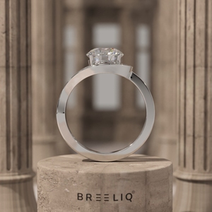 Bague de fiançailles en or blanc 14 carats de qualité supérieure avec diamant rond de 2 carats, halo incurvé, épaule fendue et pavé, fournisseur de bijoux personnalisés - Product Image 6