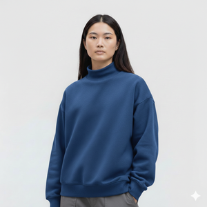 Nueva Moda, Sudadera de Mujer 100% Algodón Tejido, Hombros Caídos, Manga Larga, Cuello Alto Simulado, Corte Holgado, Personalizable, Ropa Deportiva para Chicas - Product Image 4