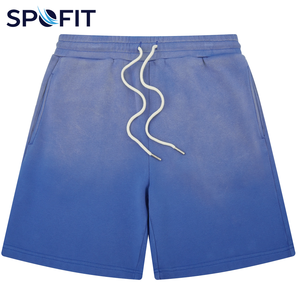 Shorts de survêtement streetwear personnalisés en coton délavé style French Terry avec logo imprimé pour garçon - Product Image 1