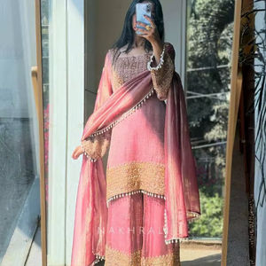 Lehenga en Soie Crêpe Brodé de Paillettes 5mm, Séchage Rapide, Modèle Designer Crunchy Cord Set, Idéal pour Fêtes, Mariages et Diwali, de Ramdev Trading - Product Image 4