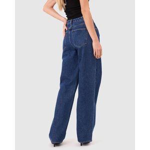 Jeans de Mezclilla de Cintura Alta y Pierna Recta, Lavado Medio, Corte Holgado, Pantalones Casuales de Algodón para Mujer, Estilo Primavera 2026 - Product Image 5