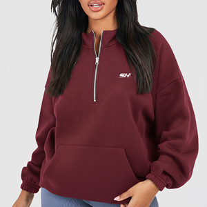 Sudadera con Cierre de Cremallera Personalizada para Mujer, Estilo Casual Urbano, Hombros Caídos, Transpirable y Ecológica - Product Image 1