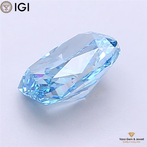 VS1 Clarity Fancy Vivid Blue Color <b>Cushion</b> Shape 1.50 Carat CVD Lab Grown Diamond With IGI Certified for <b>Statement</b> Ring Center - Product Image 3
