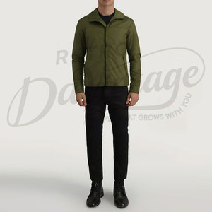 Mens Olive Green Lightweight Windbreaker <b>Jacket</b> with Hood <b>Slim</b> <b>Fit</b> Water Resistant Outdoor Softshell Casual Sporty Coat - Product Image 4