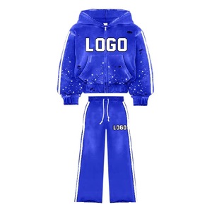 Unisex <b>Red</b> Tracksuit Hooded Full Length Loose Fit Casual Autumn Wear With Side Pockets Drawstring Closure <b>Glitter</b> Print Logo - Product Image 4