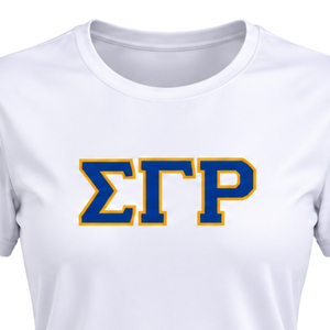 เสื้อยืดออกกำลังกายคอกลมสำหรับผู้หญิง SGRHO แบบกำหนดเอง ลาย Sigma Gamma Rho สำหรับชมรมพี่น้องชาวกรีก แขนสั้น เหมาะสำหรับออกกำลังกาย ฟิตเนส ขายส่ง - Product Image 3