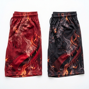 Pantalones cortos de malla con gráfico de llamas verdes Inferno personalizados, pantalones cortos de entrenamiento de baloncesto por sublimación para hombre - Product Image 4
