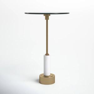 Table d'appoint ronde moderne avec plateau flottant élégant, colonne centrale fine et base surélevée lestée – Support de présentation idéal pour les bars - Product Image 1