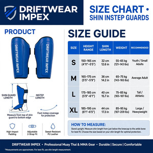 Protège-tibias en cuir PU Driftwear Impex pour Muay Thai et Kickboxing - Protège-tibias et protège-pieds écologiques et confortables - Product Image 6
