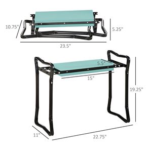Sgabello Pieghevole da Giardino Verde con Sedile e Ginocchiera Imbottita per Giardinaggio Comodo, Accessori per Attrezzi da Giardino - Product Image 3
