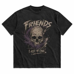 Friends I Ask To One <b>Gothic</b> Skull Print Men's Short Sleeve T-<b>Shirt</b> Regular Fit O-Neck 100% Cotton Jersey - Product Image 1
