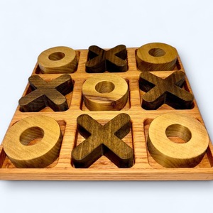 Jeu de Tic Tac Toe en bois fait main, jeu de croix et de points solide pour deux joueurs, idéal pour les fêtes, l'extérieur, l'intérieur, ou comme décoration de table basse - Product Image 6