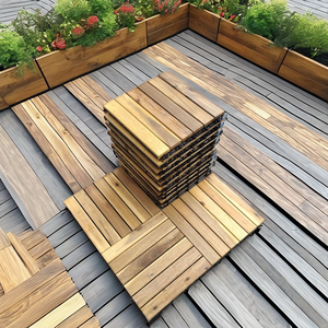กระเบื้องปูพื้นไม้อะคาเซียแปรงขนาด300x300มม. ทันสมัยกันน้ำ12มม. กันลื่นสำหรับการใช้งานกลางแจ้งบนระเบียงระเบียงสระว่ายน้ำของตกแต่ง - Product Image 2