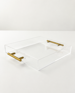 Bandeja de Servir de Acrílico Transparente con Asas de Metal, Bandeja Decorativa de Lucite para Mesa de Centro, Organizador de Perfumes y Joyas, Apta para Alimentos - Product Image 2