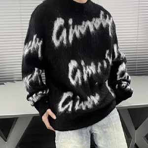 เสื้อสเวตเตอร์ไหมพรมขนแพะสำหรับผู้ชาย แบบคอวี ลายทาง นุ่มฟู อุ่นสบายสำหรับฤดูหนาว - Product Image 1