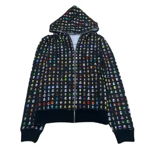 2024 Wholesale Professional Manufacturer Factory Made Cheap Price Customised Bape Full Zipper Hoodie Color Block Hoodie For Men