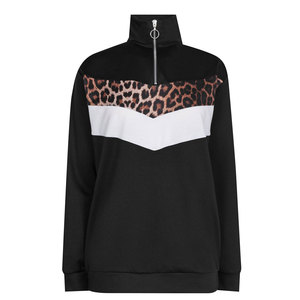 Pantalon de jogging pour femme, noir, imprimé léopard, avec bande latérale, décontracté, en coton et élasthanne tricoté, longueur cheville, coupe classique - Product Image 3