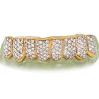 Grillz Hip Hop de Luxe en Argent 925 Plaqué Rhodium, entièrement serti de Moissanite en grappe avec finition sertie clos, capuchons dentaires personnalisés, eau douce