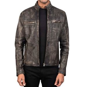 Chaqueta de Cuero Iónico Negra Premium para Hombre, de Piel de Oveja Genuina, con Cierre de Cremallera, Botones a Presión, Puños Abiertos y Bolsillos Elegantes. - Product Image 1