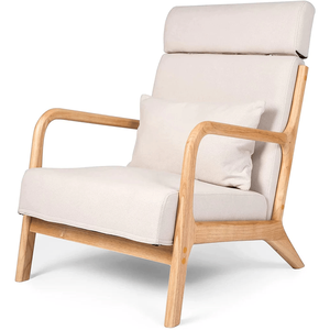 Fauteuil de lecture en tissu de style moderne du milieu du siècle, facile à assembler, fauteuil lounge rembourré en lin pour salon - Product Image 1