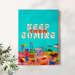 Impression sur toile sur le thème de la cuisine, affiche illustrative de fête avec des boissons éclatantes, décoration murale amusante pour les amateurs de boissons - Product Image 1