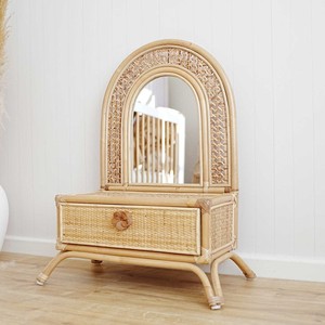 Kid size rattan make up <b>table</b> wholesale toddler room furniture child <b>dressing</b> vanity desks - Product Image 3