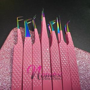 Ensemble de pinces à extensions de cils en acier inoxydable rose bébé Plasma Multi Points Outils professionnels de salon de cils Léger - Product Image 4