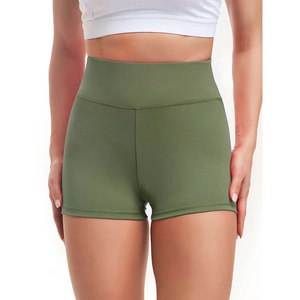 Shorts de yoga pour femmes à taille haute vert olive, personnalisables avec logo, en tissu respirant et durable, coupe extensible – Vente chaude - Product Image 1