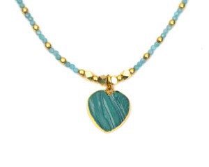 Timeless Malachite <b>Heart</b> Charm Necklace – Elegant Fashion Jewelry for Women - Product Image 2