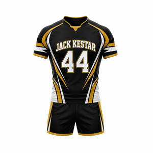 Ensemble maillot et short de rugby personnalisables (couleurs, noms et numéros), tenue de performance athlétique de qualité professionnelle - Product Image 1
