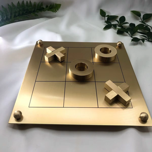 Elegante y Moderno Juego de Mesa Tic Tac Toe de Metal Dorado, Decorativo y de Lujo para Mesa de Centro - Product Image 1