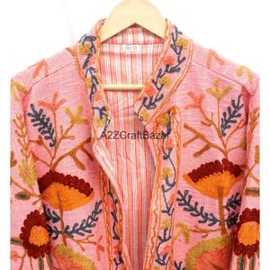 Chaqueta de Algodón para Mujer, Bordada a Mano con Flores Coloridas, Abertura Frontal, Ecológica, de Secado Rápido, Transpirable, Cuello en V, Estilo Chic - Product Image 6