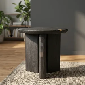 Table basse ronde en bois moderne, design minimaliste, fabrication artisanale, meubles durables pour le salon, SUNWOODD EXPO - Product Image 6