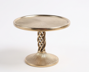 Premium Round Metal <b>Cake</b> <b>Stand</b> with Twisted Stem and Radiating Pattern Base Perfect For Wedding Events Restaurant And Gifts - Product Image 1