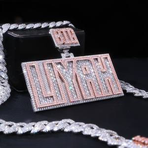 Colgante de Lujo Hiphop Personalizado de Plata 925 con Letra Inicial VVS Moissanita Iced Out Bling para Hombre, Certificado y a la Moda - Product Image 1