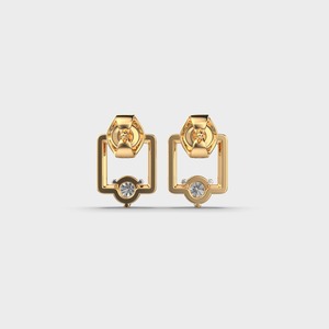 Pendientes de Diamantes Cultivados en Laboratorio con Certificación IGI, Marco Cuadrado Geométrico, Oro Amarillo de 9K, Pendientes de Diamantes Minimalistas - Product Image 4