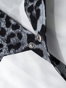 Blouson Bomber en Polyester pour Homme, Imprimé Léopard, Style Universitaire, Zippé, Vêtement d'extérieur Tendance pour Tenue Décontractée Hiver - Product Image 3