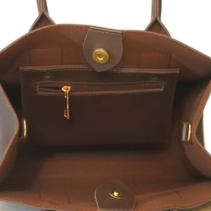 Premium Quality <b>Leather</b> Brown Tote Handbag Durable Spacious Interior Soft Handles Comfortable Carrying Stylish <b>Strip</b> Design OEM - Product Image 4