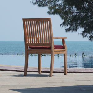 Fauteuil en teck massif au design moderne pour salle à manger, utilisation en extérieur, empilable, design coulissant, finition couleur naturelle, pour maison, hôtel - Product Image 5
