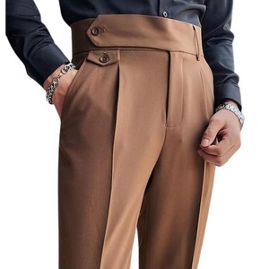 Pantalones de Hombre a Medida 100% Lana con Ajustadores Laterales, Pliegue Único, Cierre de Cremallera Frontal, Tallas Grandes, Estilo Italiano, 80g, Logotipo Personalizado - Product Image 3
