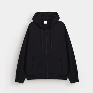 Sweat à capuche tendance en coton 100% avec fermeture éclair, doublure double et poche latérale - Product Image 5