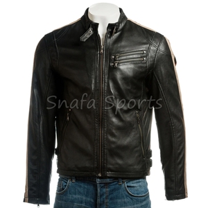 Custom Inside Pockets Design Top Selling Men Leather <b>Jacket</b> Trendy Stylish <b>Zip</b> <b>Up</b> Winter Season Solid Color Leather <b>Jackets</b> - Product Image 2