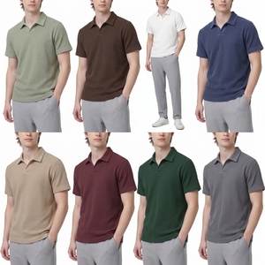 Chemise pour homme à manches courtes en tissu gaufré blanc, avec logo sur le devant, couleur unie, respirante, coupe classique - Product Image 6