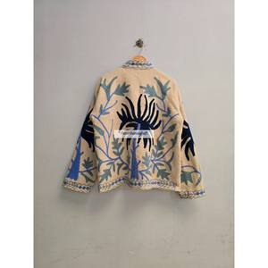 Chaqueta Suzani al por mayor, chaqueta corta con bordado uzbeco, chaqueta con diseño de palmera, chaqueta estilo boho chic con forro de algodón. - Product Image 6