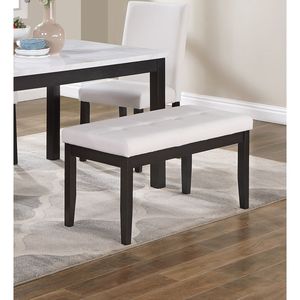 Set da Pranzo Classico ed Elegante 5 Pezzi con Piano in Finto Marmo, Tavolo da Cucina, Panca e 3 Sedute in Ecopelle Bianca - Product Image 5