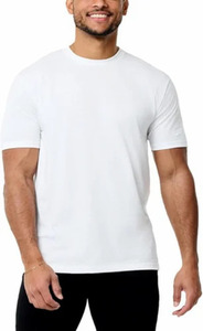 T-shirt décontracté à manches courtes pour homme, col rond, blanc, sérigraphié, anti-boulochage, respirant, en mélange polyester/coton, 120 GSM, écoresponsable - Product Image 2